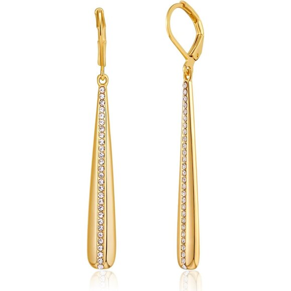 ⚡Gold Drop Dangle Earrings Long Crystal Line Elegant Lightweight Earrings - Picture 1 of 6
